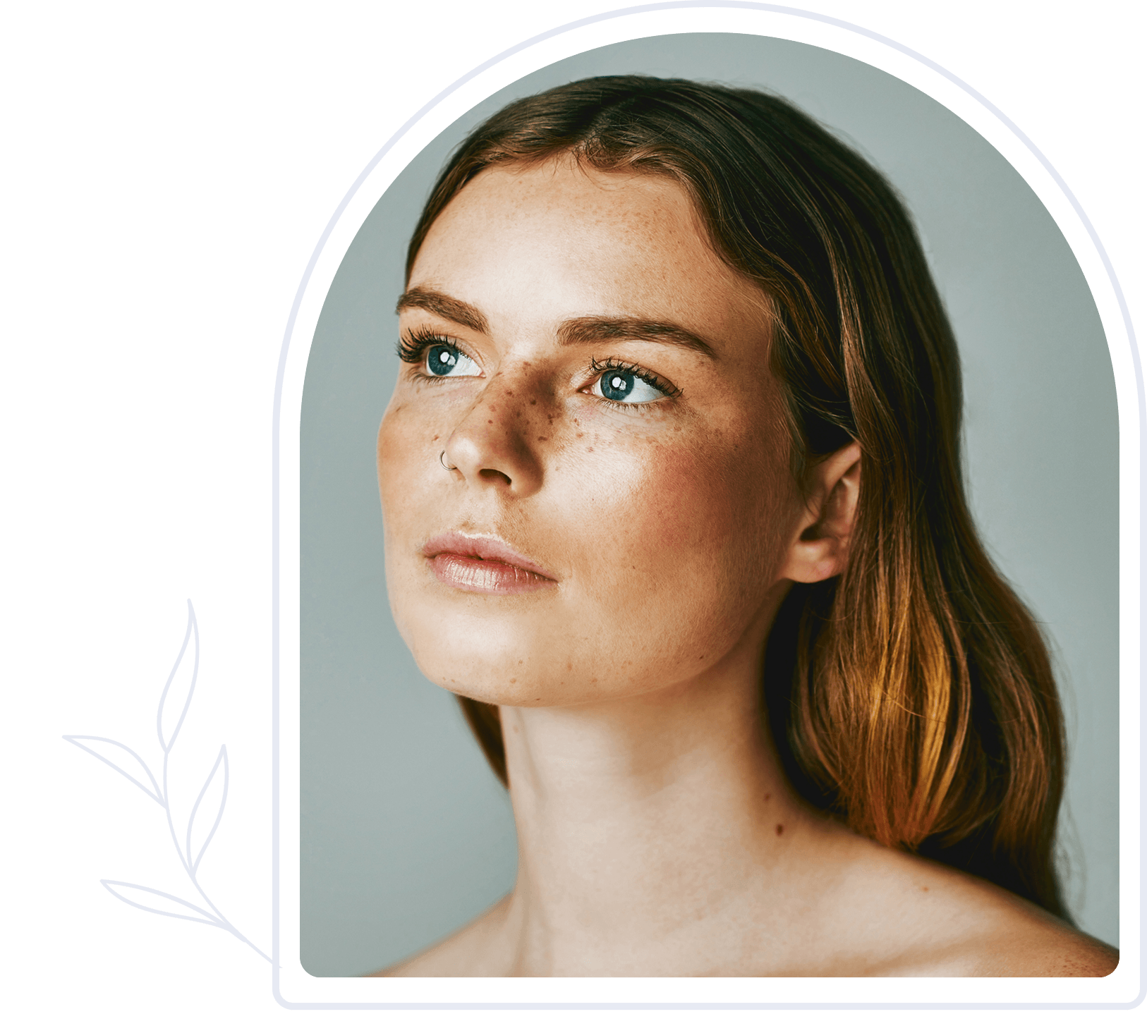 Thoughtful woman with natural makeup