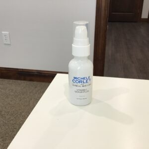 Bottle of skincare lotion indoors